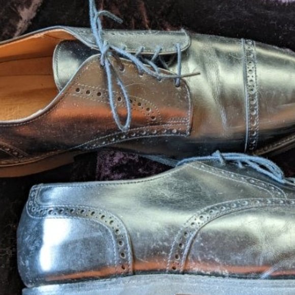 Leather Dress Shoes - Fine Men's Brogue Cap-Toe Oxfords, Top Quality - Picture 3 of 15